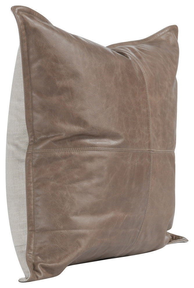 Kosas Home Cheyenne 100% Leather 22" Throw Pillow, Taupe