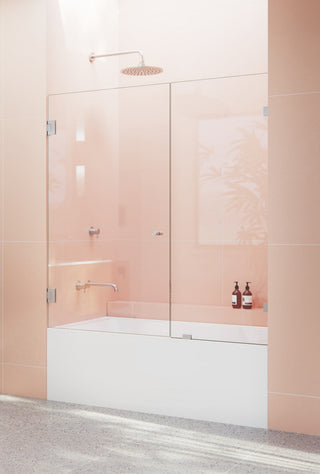 58.25"x56" Frameless Shower Bath Door Wall Hinge, Brushed Nickel