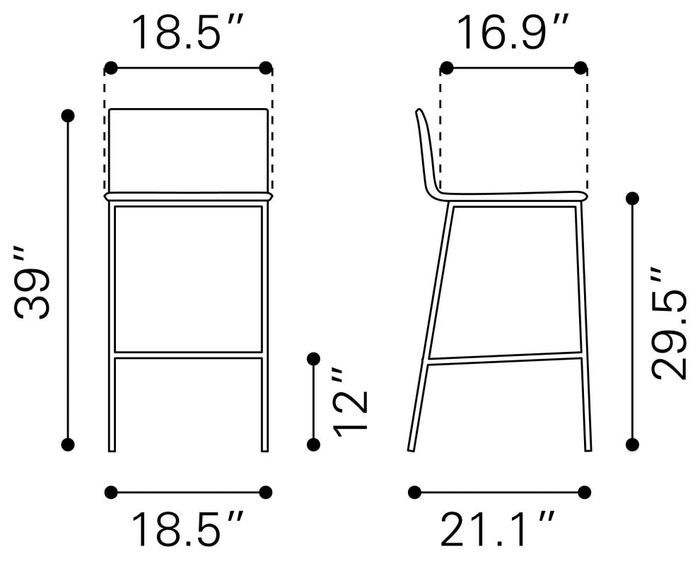 Marina Barstool, Set of 2 Black