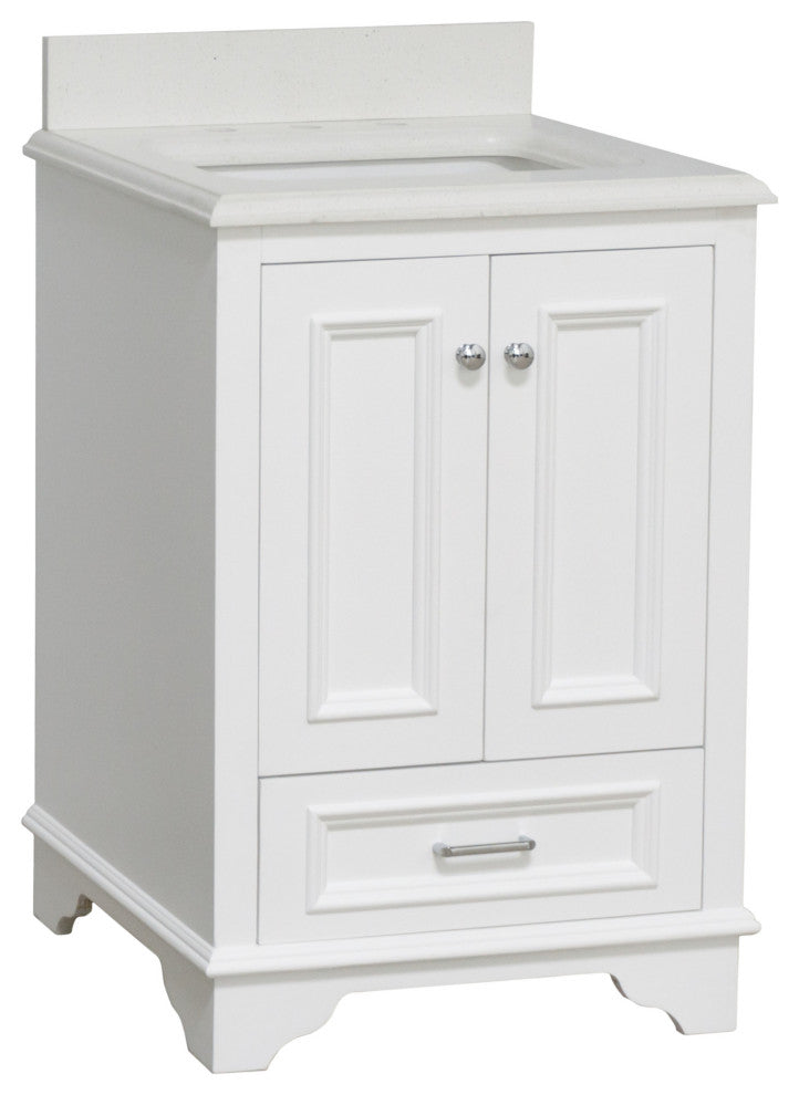Nantucket 24" Bathroom Vanity, White, Quartz