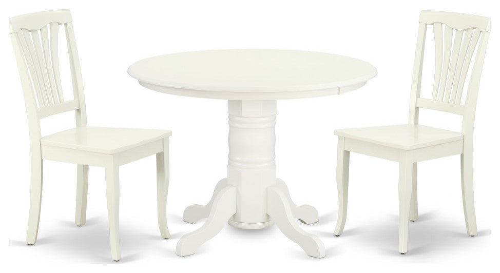 Shav3-Lwh-W 3Pc Round 42"Table And 2 Vertical Slatted Chairs