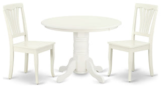 Shav3-Lwh-W 3Pc Round 42"Table And 2 Vertical Slatted Chairs