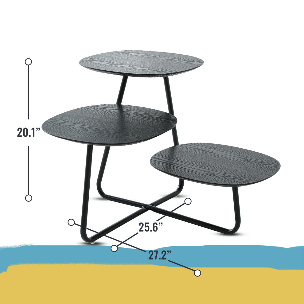 LeisureMod Hazelton End Table Manufactured Wood Top and Steel Base, Black