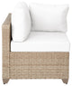 Maui 5-Piece Outdoor Modular Conversation Set, Natural Aged Wicker, Linen White
