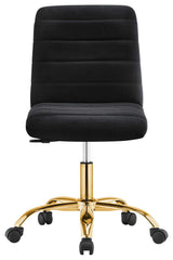 Ripple Armless Performance Velvet Office Chair, Gold Black