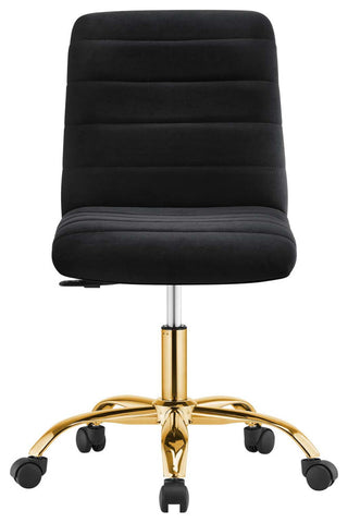 Ripple Armless Performance Velvet Office Chair, Gold Black