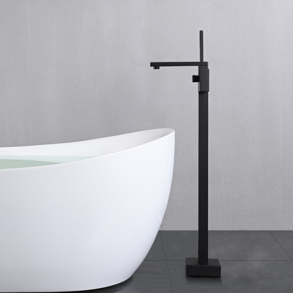 Freestanding Tub Shower Claw Foot Faucet With Handheld Spout, Matte Black