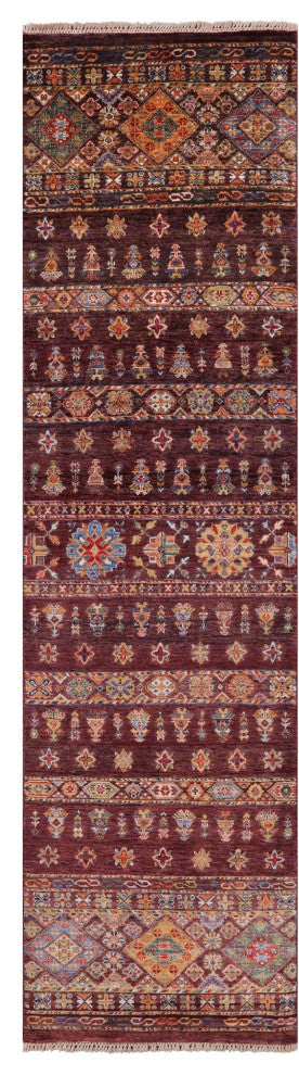 2' 8" X 9' 10" Handmade Khorjin Super Kazak Runner Rug Q8382