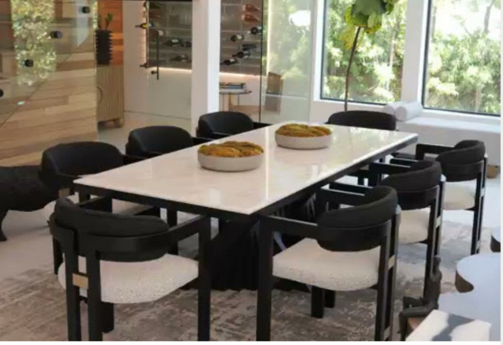 Conan Wood Dining Armchair Chair, Black and White