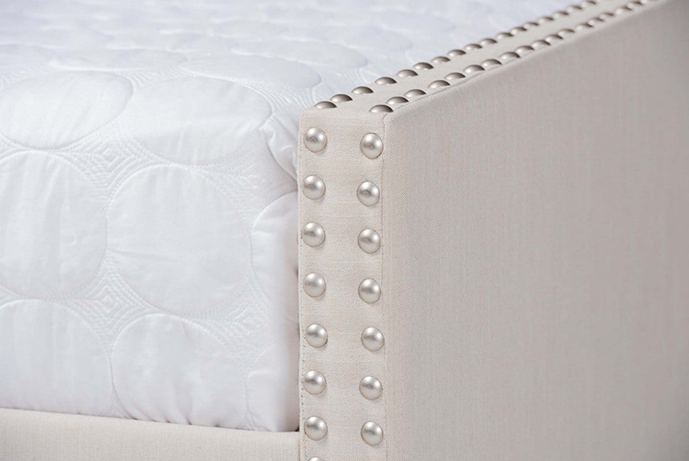 Elianna Fabric Upholstered Daybed, Beige, Queen