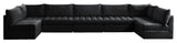 Jacob Velvet Upholstered 7-Piece U-Shaped Modular Sectional, Black