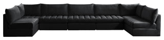 Jacob Velvet Upholstered 7-Piece U-Shaped Modular Sectional, Black