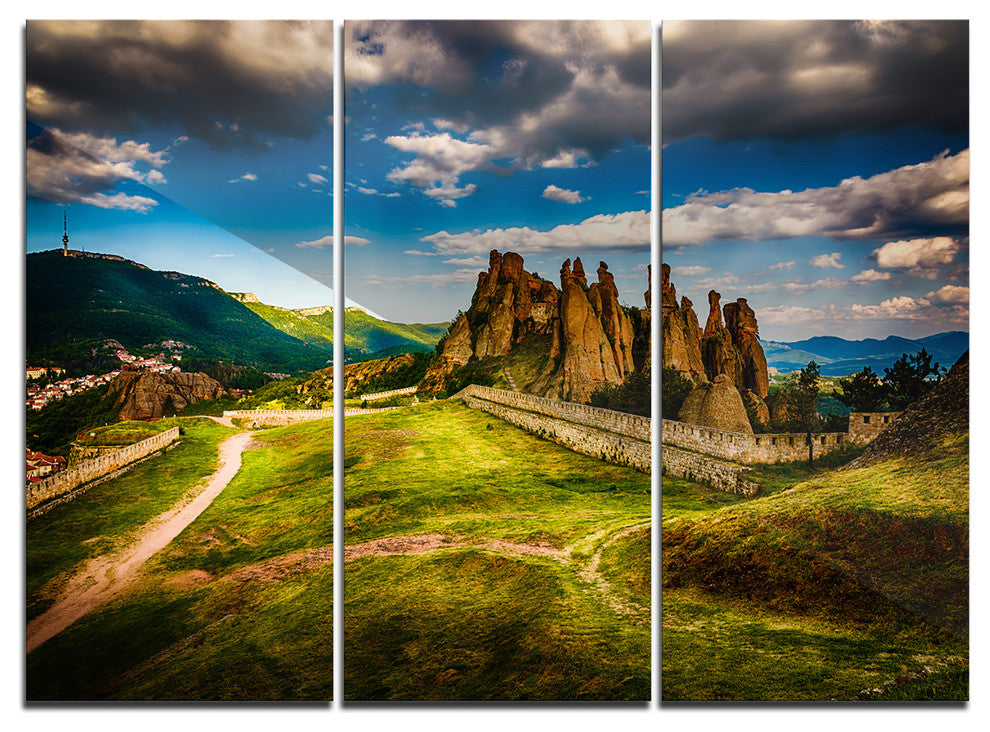 "Belogradchik Fortress and Cliffs" Metal Wall Art, 3 Panels, 36"x28"