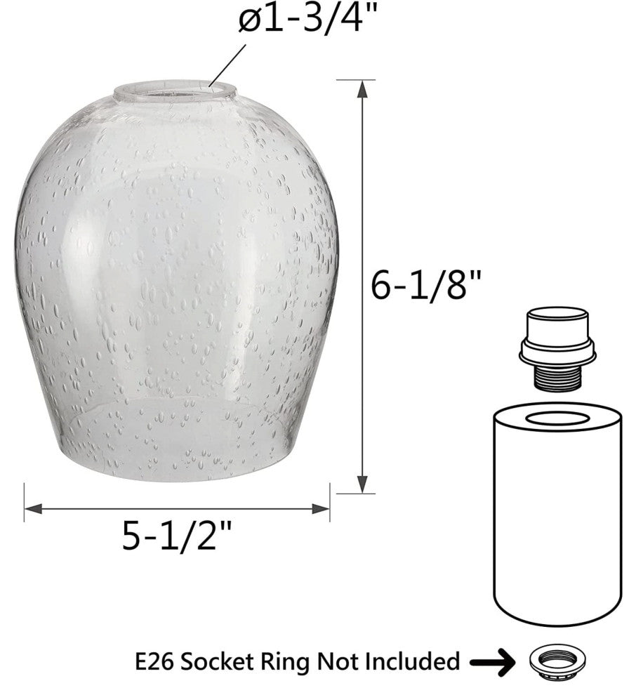23612-02 Replacement Clear Seeded Barrel Glass Shade.2 Pack.