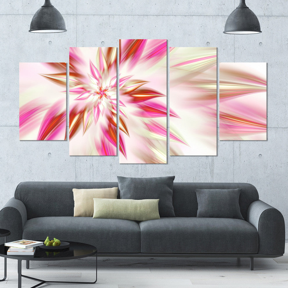 Dance of Red Exotic Flower, Large Floral Canvas Art Print, 60"x32", 5 Panels