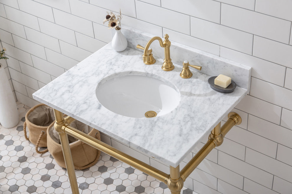 Embassy 30" Wash Stand Set, Gold, Satin Brass F2-0012 Faucet