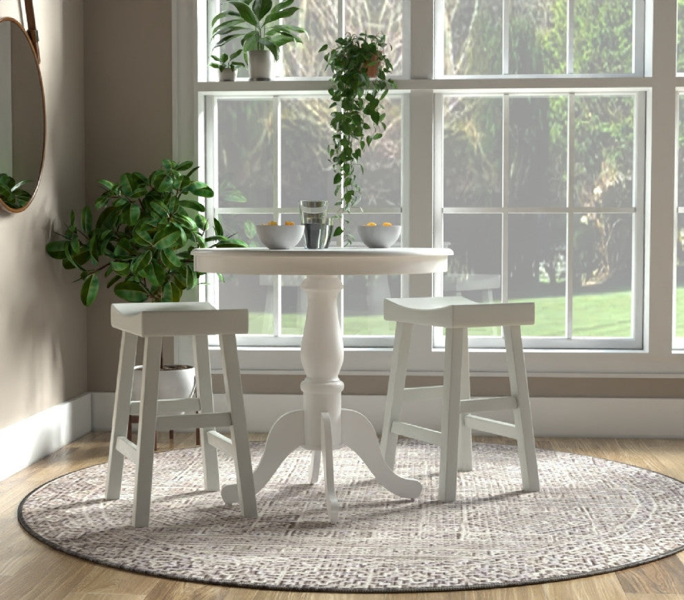 Bella Round Pedestal Bar Table, White