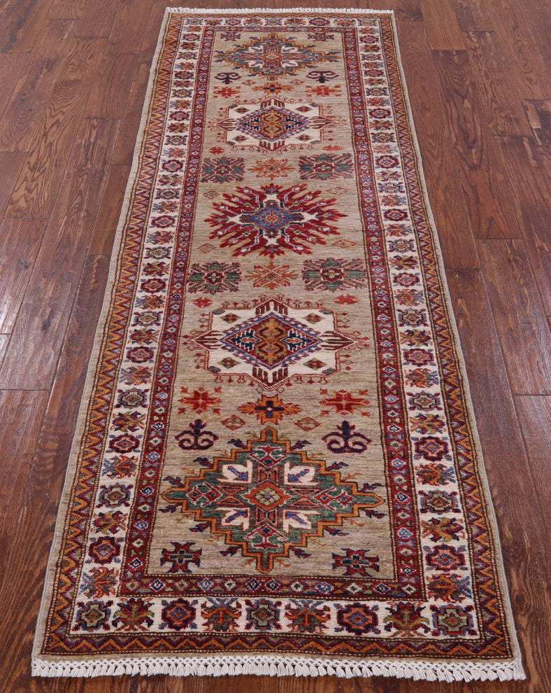2' 10" X 7' 10" Geometric Super Kazak Handmade Runner Rug Q11236