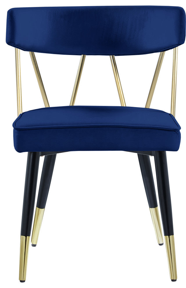 Rheingold Upholstered Dining Chair, Navy, Velvet