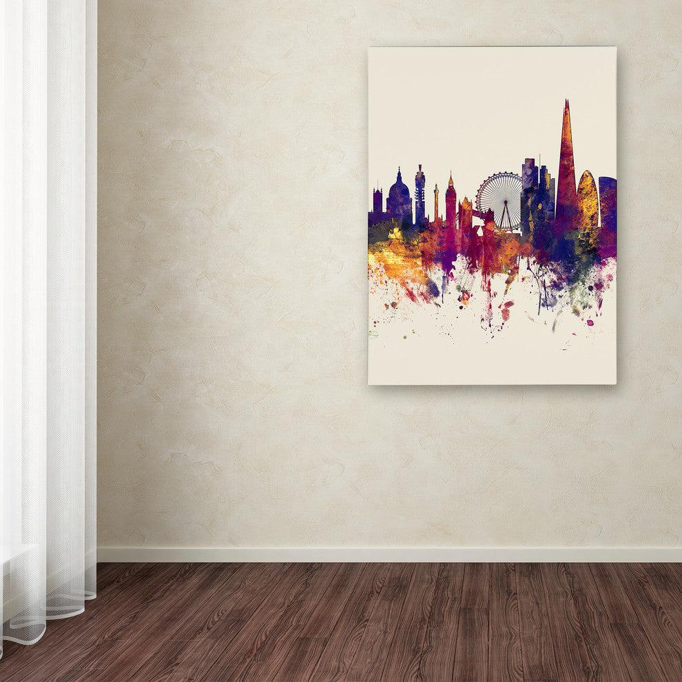 Michael Tompsett ''London Skyline Tall Beige'' Canvas Art, 35x47