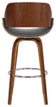 Levit 26" Swivel Counter Stool, Walnut Wood Finish and Gray Faux Leather