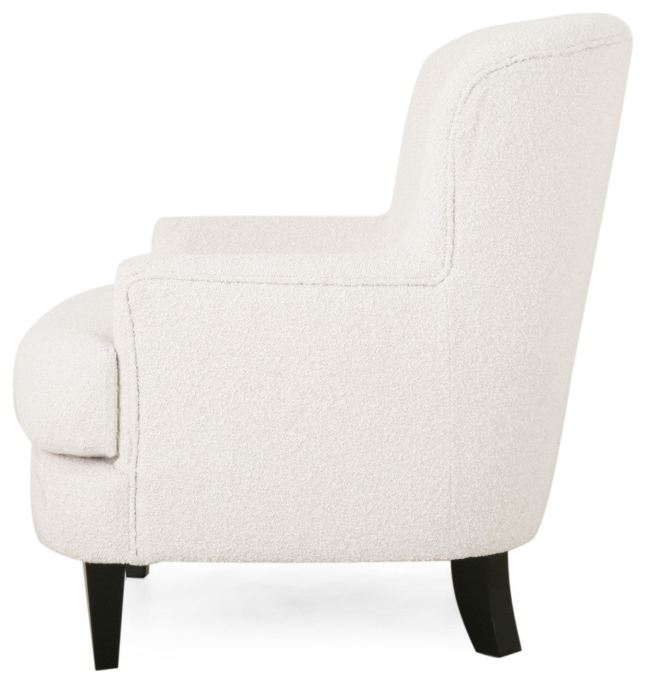 Gerald Boucle Upholstered Club Chair, Almond/Matte Black