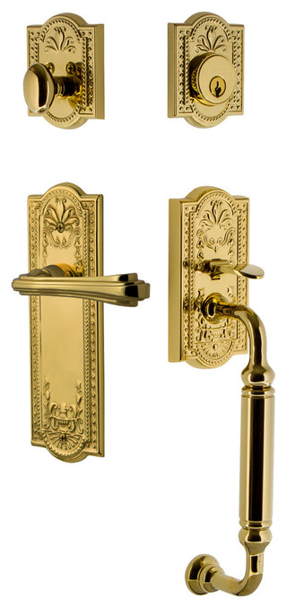 Meadows Plate C Grip Entry Set Fleur Lever, Lifetime Brass, 2-3/4", Right