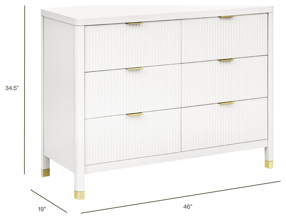 Brimsley Tambour 6-Drawer Assembled Dresser, Warm White