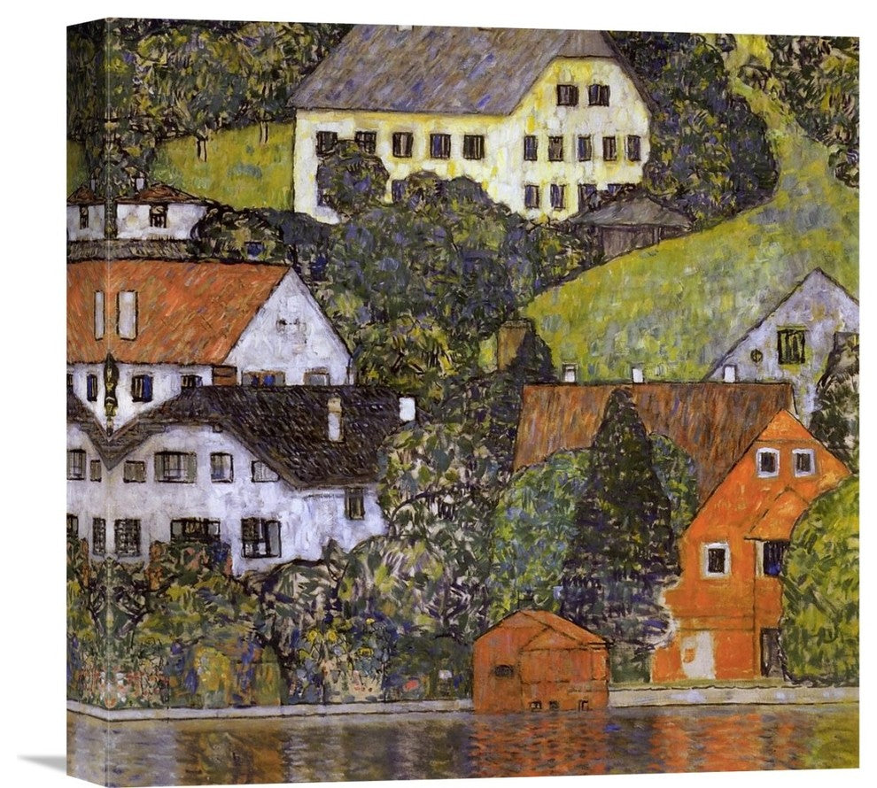"Houses In Unterach On Lake Atter 1916" Canvas Giclee by Gustav Klimt, 16"x16"