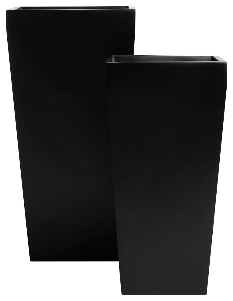 Windsor Tall Square Planter, Black, 7"x7"x14"