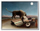 Desert Night Lion And Traveler Classic Painting, 16"x20"