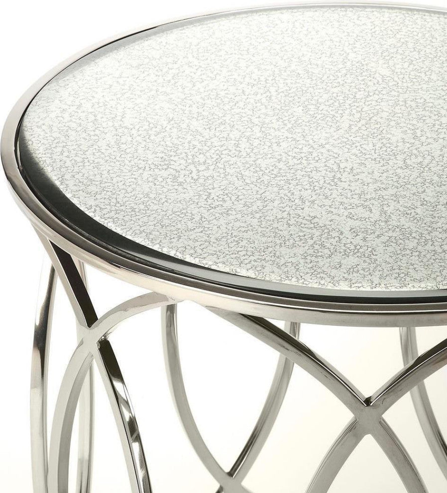 Glamorous Silver Metal Round Table