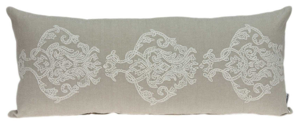 HomeRoots 28" x 6" x 12" Transitional Beige Pillow With Down Insert