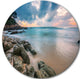 Gloomy Tropical Sunset Beach, Seascape Round Metal Wall Art, 23"