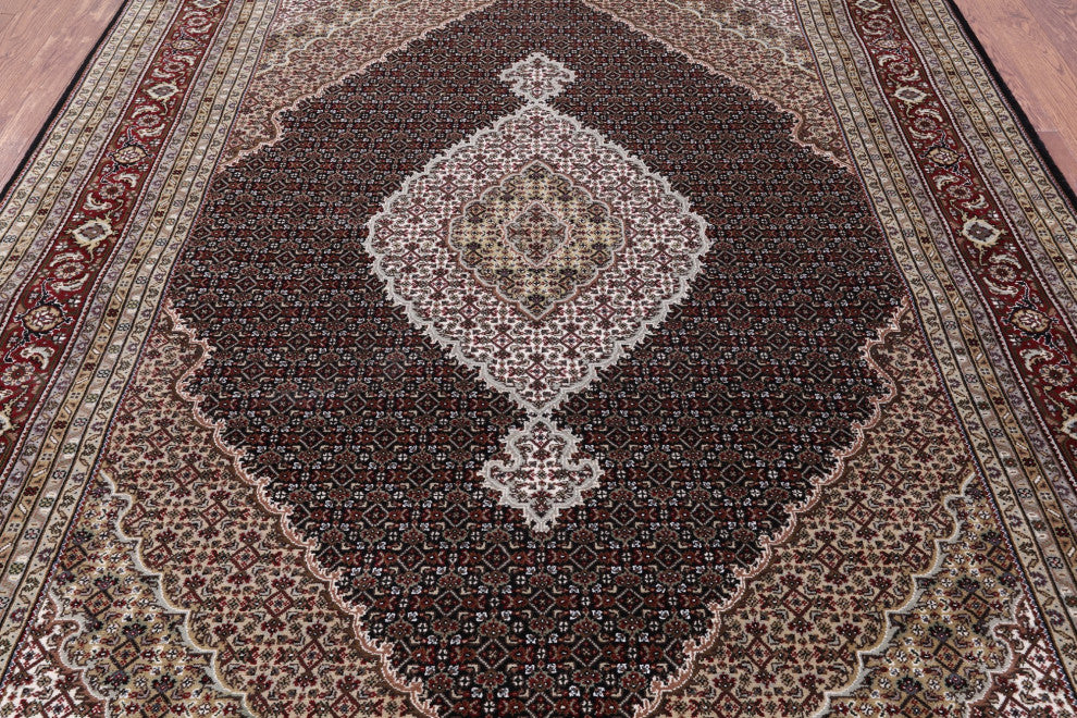 Persian Tabriz Hand Knotted Wool and Silk Rug 7' 9" X 10' 1" Q8901
