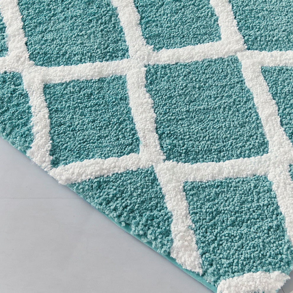 Madison Park Reversible High Pile Tufted Bath Rug, Aqua, 21"x34" Standard