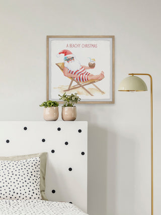 "Santa on the Beach" Framed Painting Print, 32x32
