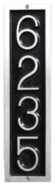 Traditional Vertical Rectangle Address Plaque, Times Font