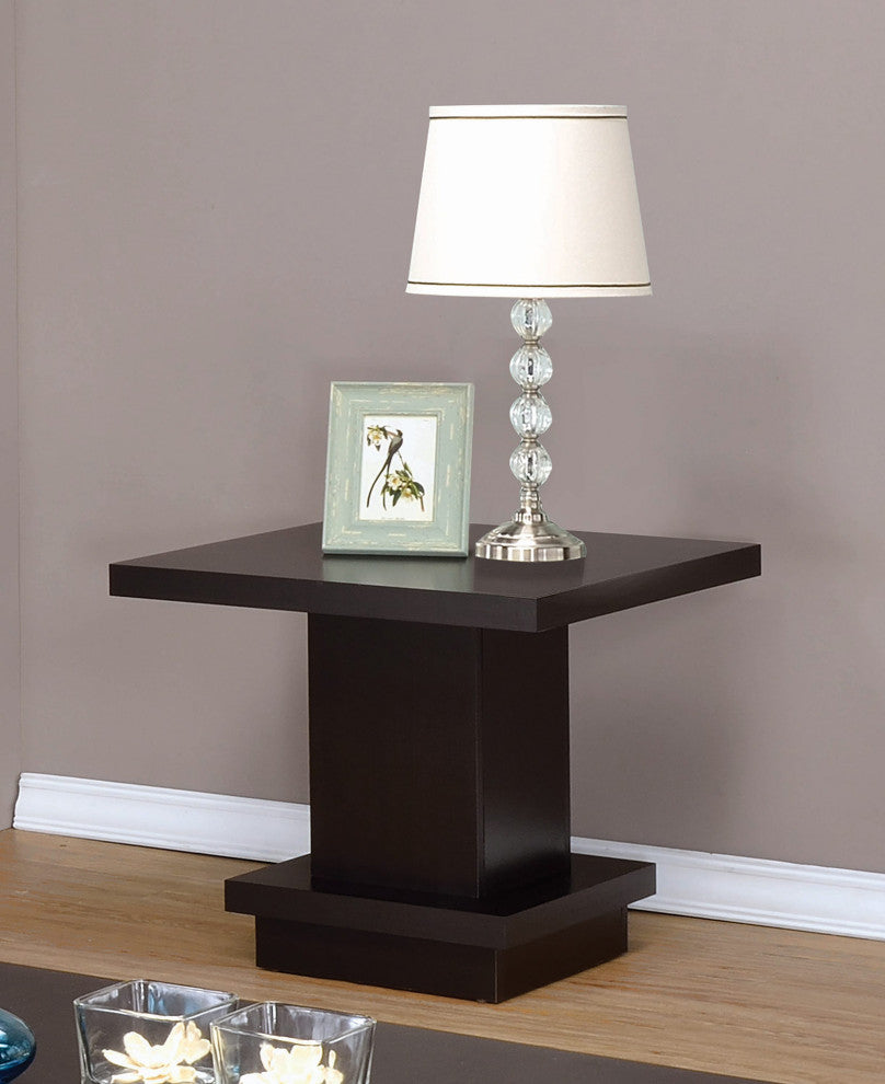 Pedestal Square End Table, Cappuccino