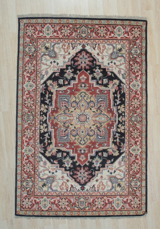 EORC Navy Hand Knotted Wool Heriz Weave Rug, 2'6x8'