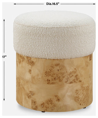 Uttermost Swirls Poplar Ivory Ottoman