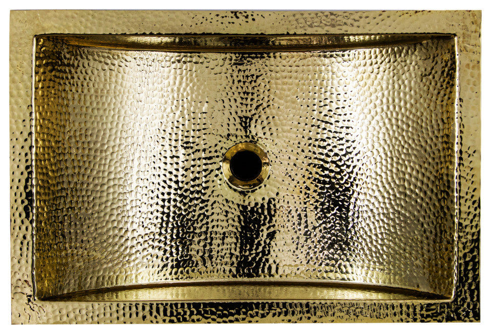 Nantucket Sinks 23.5"x15.5" Hammered Brass Rectangle Undermount Bathroom Sink