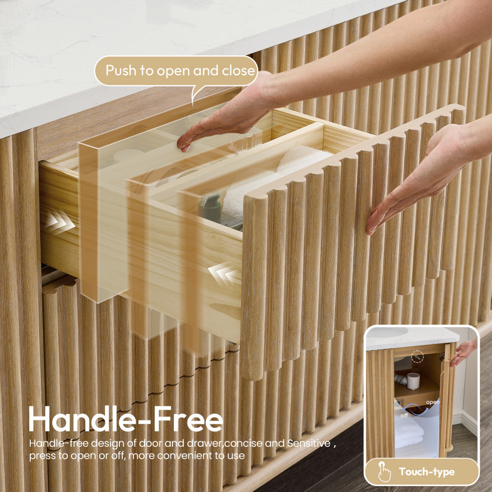 Seoul Bath Vanity, Composite Stone Top No Mirror, Washed Ash Grey, 72", Double Vanity