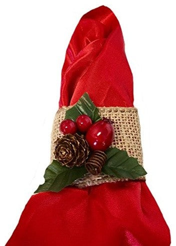 Christmas Napkin Ring Burlap Christmas Picks, Set of 16