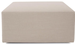 Hand-Finished Linen Ottoman, Natural Brown