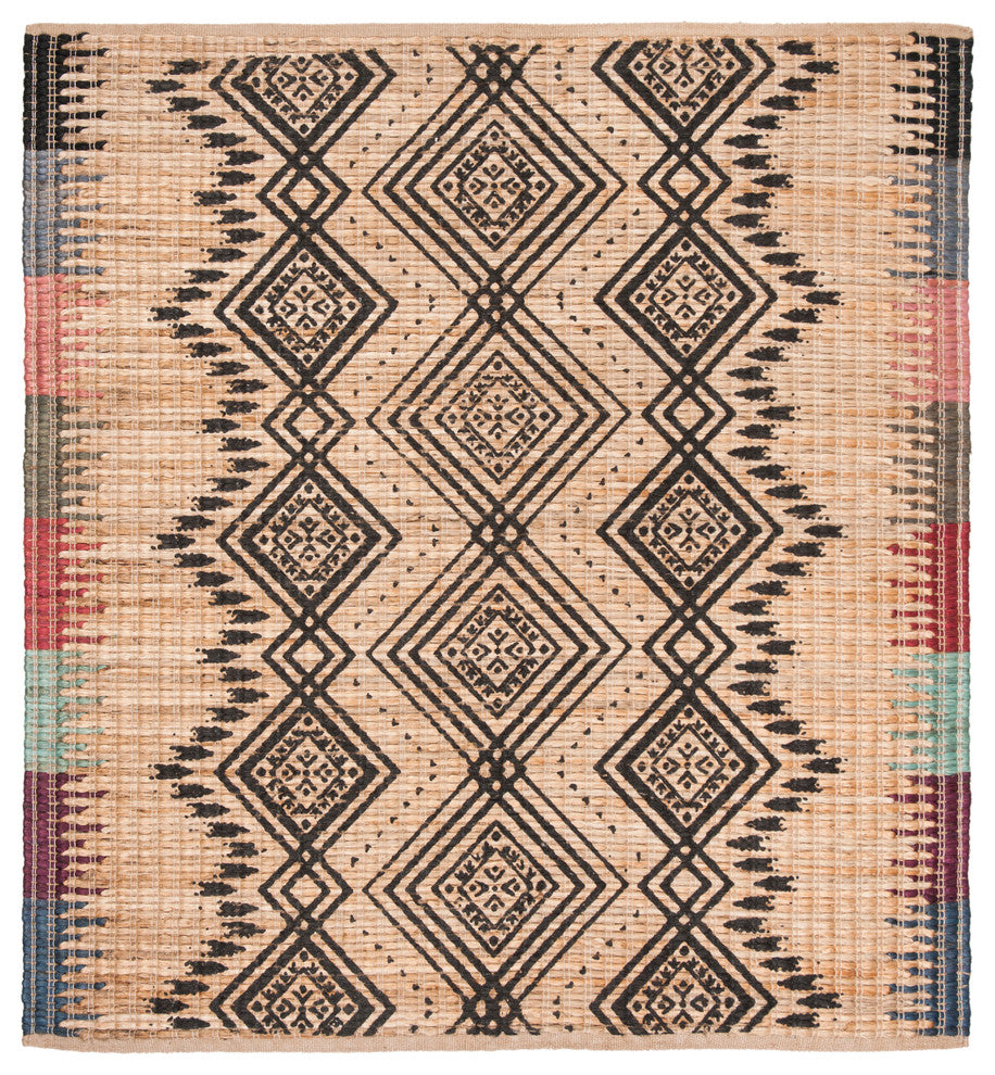 Safavieh Cape Cod Collection CAP310 Rug, Natural/Black, 6' Square