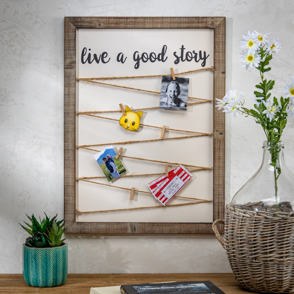 24.21" Wood Collage Memory Bard, 6 Clothespins