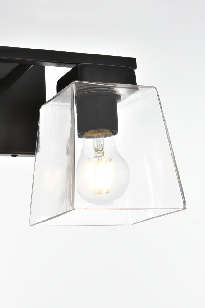 2 Light Black And Clear Bath Sconce