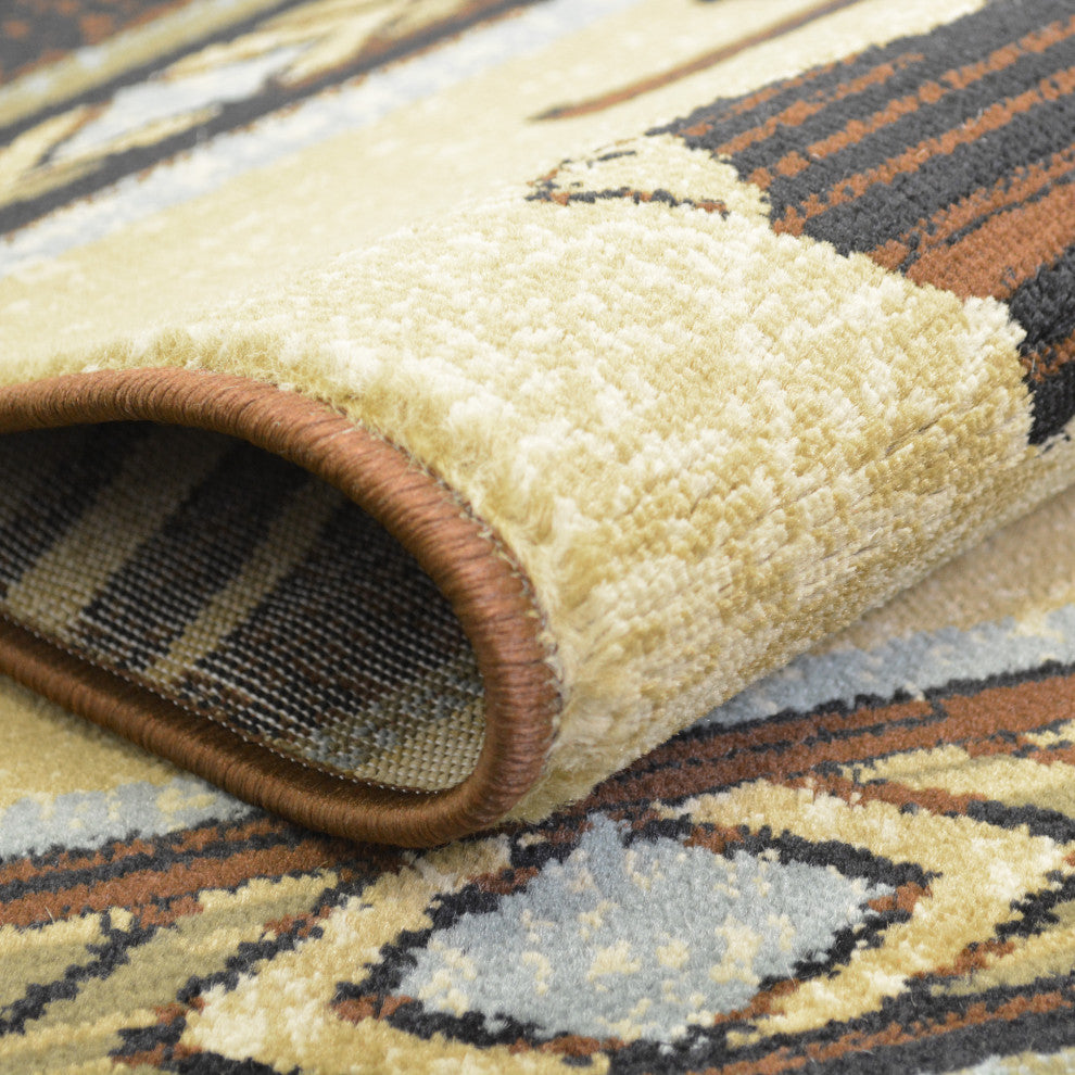 Lodge King Bear Down Lodge Area Rug, Antique, 7'10"x9'10"