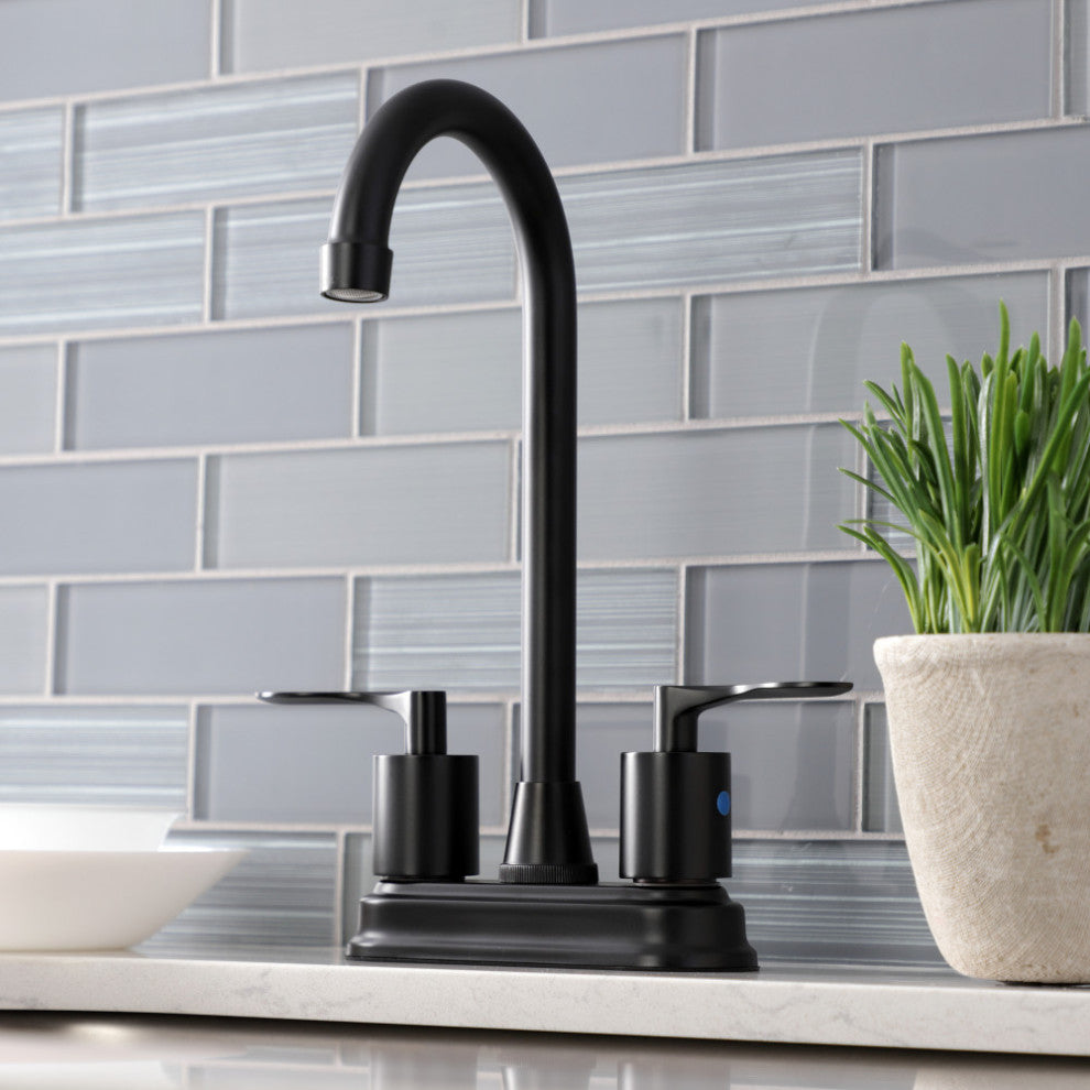 Kingston Brass KB8490SVL Two-Handle 2-Hole Deck Mount Bar Faucet, Matte Black